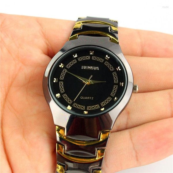 Montres-bracelets de luxe montres d'affaires hommes Ultra minces imiter l'acier au tungstène Quartz Rosra Reloj Hombre Religio Masculino
