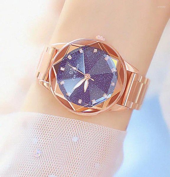 Montres-bracelets de luxe cristal dames montres-bracelets Top marque montre femmes étanche or rose ciel étoilé bracelet horloge Relogio Feminino