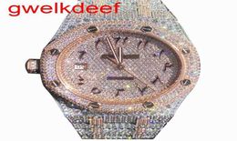 Montre-bracelets Luxury Custom Bling Iced Out Out Watches White Gold plaqué MISIONS ANITE DIAMOND WESTESS 5A Replication de haute qualité Mecha7277681