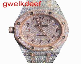 Montre-bracelets Luxury Custom Bling Iced Out Out Watches White Gold plaqué MISIONS ANITE DIAMOND WESTESS 5A Replication de haute qualité Mecha2162870