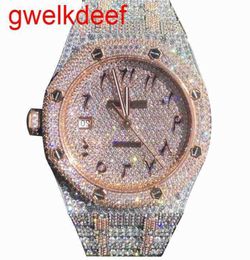 Montre-bracelets Luxury Custom Bling Iced Out Out Watches White Gold plaqué MISIONS ANITE DIAMOND WESTESS 5A Replication de haute qualité Mecha2050827