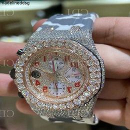 Polshorloges luxe Custom Bling Iced Out -horloges wit goud vergulde Moiss Anite Diamond Watchess 5A Hoge kwaliteit Replicatie Mechanische OM40 R8Z8