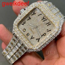 Horloges Luxe Custom Bling Iced Out Horloges Wit Verguld Moiss anite Diamond Watchess 5A hoge kwaliteit replicatie Mechanisch 31YG