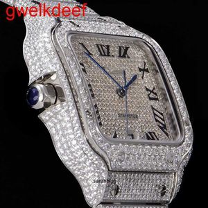 Montres-bracelets de luxe personnalisé Bling glacé montres plaqué or blanc Moiss anite diamant montres 5A réplication de haute qualité mécanique 238N IPA4