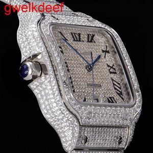 Montre-bracelets Luxury Custom Bling Iced Out Out Watches White Gold plaqué MISIONS ANITE DIAMOND WESTESS 5A RÉPLICATION DE HAUTE QUALITÉ MÉCANIQUE 238N C3HS