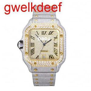 Polshorloges luxe op maat gemaakte bling iced out -horloges wit goud vergulde Moiss Anite Diamond Watchess 5A hoogwaardige replicatie Mechanische HGDM 5010