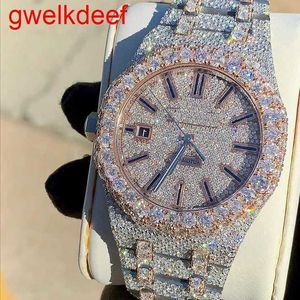 Montre-bracelets Luxury Custom Bling Iced Out Out Watches White Gold plaqué MISIONS ANITE DIAMOND WESTESS 5A RÉPLICATION DE HAUTE QUALITÉ MÉCANIQUE YCWA HMTC