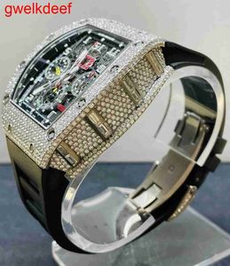 Horloges Luxe Custom Bling Iced Out Horloges Wit Verguld Moiss anite Diamond Watchess 5A hoge kwaliteit replicatie Mechanisch 3UBJ