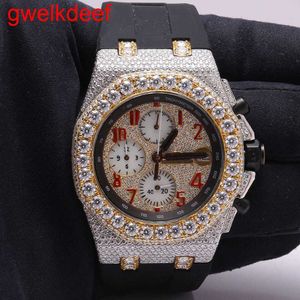 Polshorloges luxe Custom Bling Iced Out -horloges wit goud vergulde Moiss Anite Diamond Watchess 5A Hoge kwaliteit Replicatie Mechanische DFMF 68888