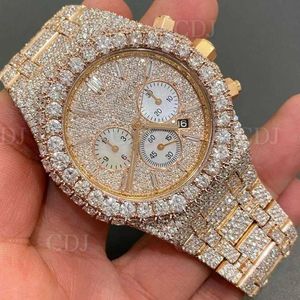 Polshorloges luxe aanpassen Iced out vvs 1 diamant hiphop mechanisch horloge goud vergulde stalen buste naar beneden pols horlogw7vr