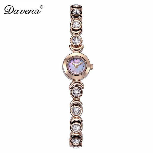 Montres-bracelets de luxe Davena Lady femme Mini montre élégante nacre mode heures cristal acier Bracelet fête fille cadeau d'anniversaire