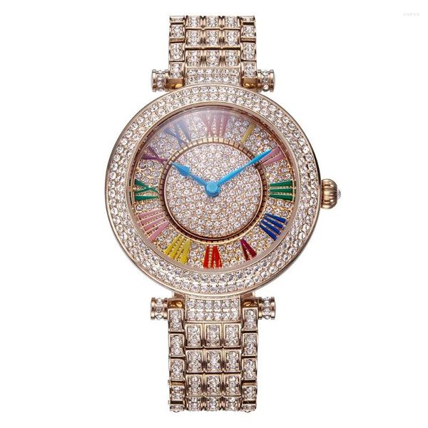 Relojes de pulsera Davena Lady Mujer Reloj de pulsera Elegante Rhinestone Moda Horas Vestido de cristal Pulsera Fiesta Chica Regalo de cumpleaños