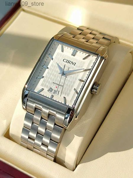 Montres-bracelets Montre habillée de luxe automatique hommes d'affaires montres-bracelets mécaniques à remontage automatique CIRNI Rectangle horloges de calendrier en acier inoxydable 2022Q231123