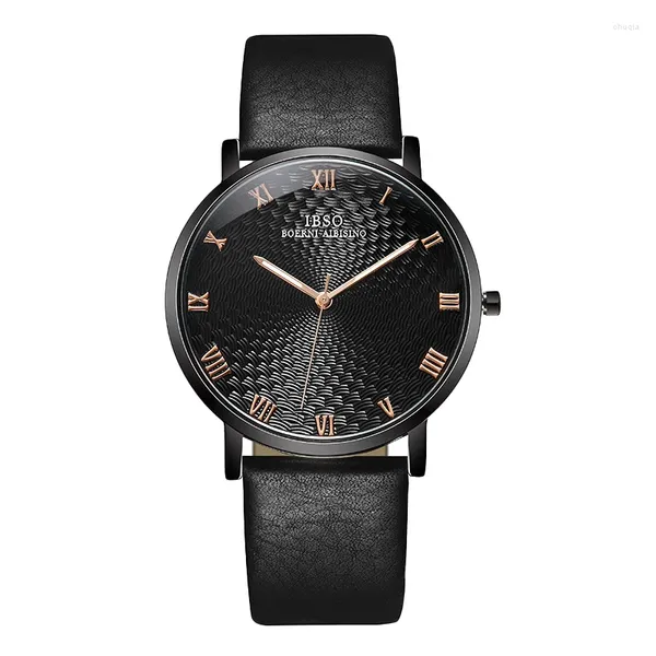 Relojes de pulsera Reloj de vestir de lujo Hombres Big Dial Business Muñeca Reloj de mano Boy Moda Impermeable Marca original Reloj de pulsera de cuero Regalos masculinos