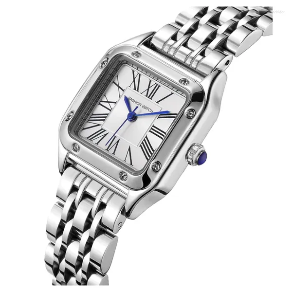 Montre-bracelets Luxury Exquis Square Watch Femmes Steel Band étanche Marque décontractée Horloge Hands Femelles Fashion Quartz Wristwatch Ladies