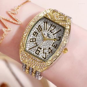 Polshorloges luxe volledige diamanten dameshorloge kristal dames armband pols horloges klok relojes kwarts voor vrouwen 10