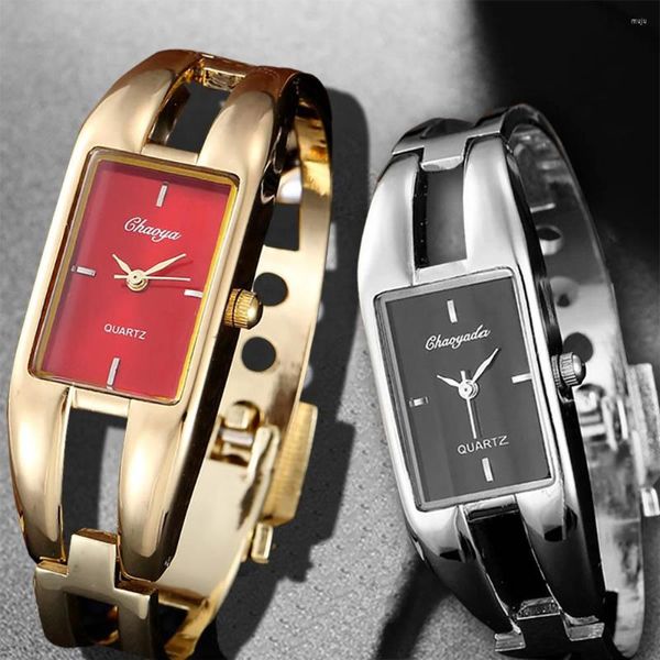 Relojes de pulsera de lujo con brazalete de oro para mujer, relojes de moda 2023 de estilo Vintage, reloj de cuarzo de acero inoxidable para mujer, pulsera pequeña, reloj femenino