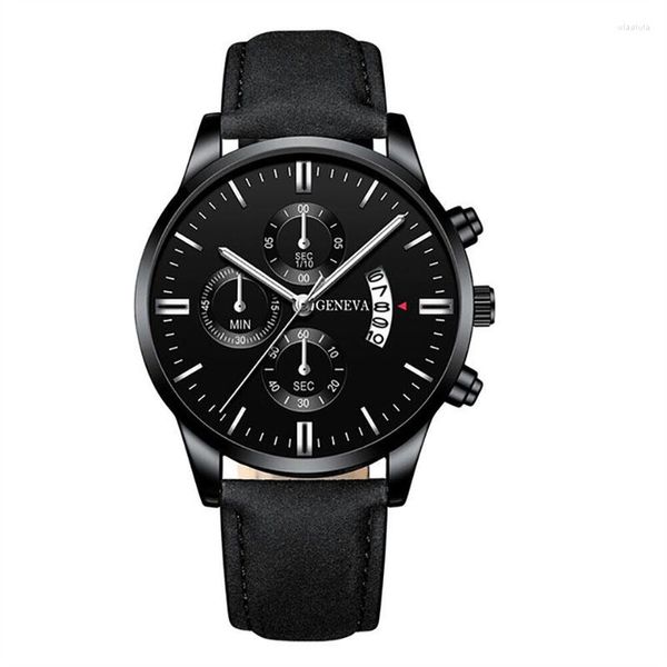 Montres-bracelets montre de luxe en or pour hommes sport en acier inoxydable calendrier à Quartz montres d'affaires homme horloge en cuir Relogio Masculino