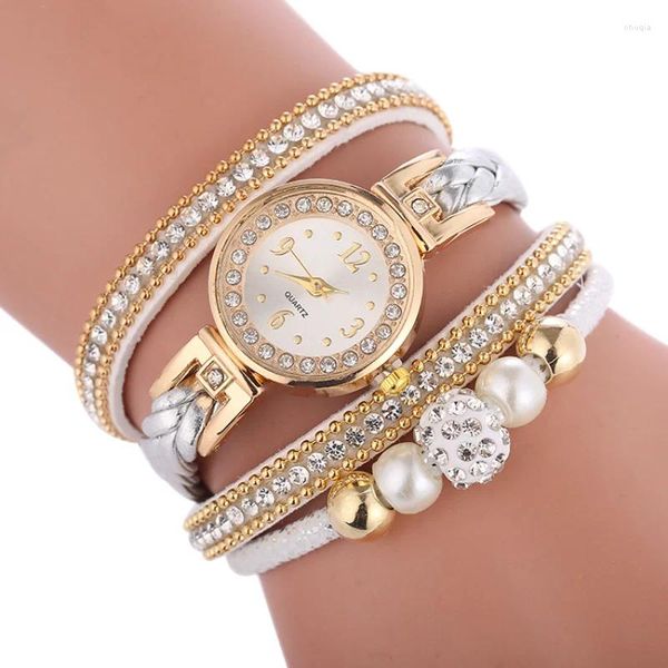 Montres-bracelets de luxe en or pour femmes, robe en perles, créative, décontractée, horloge, cadeau
