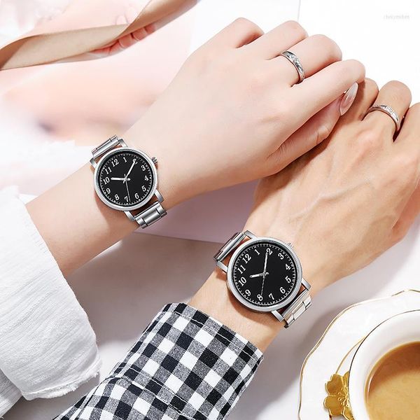 Relojes de pulsera Reloj de lujo para mujer Banda de acero Reloj de cuarzo para mujer Pareja Par Regalo Relojes Para Mujer