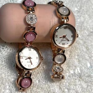 Montre-bracelets Luxury Lady Watchs Hand Catenary Watch Withdiamond Pearl Jade Belle fille Clock Female Quartz High Quality Casual