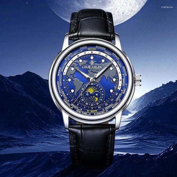 Montres-bracelets carte de luxe montres à Quartz pour hommes véritable ceinture Multi fonctionnelle étanche montre de tempérament d'affaires pour hommes