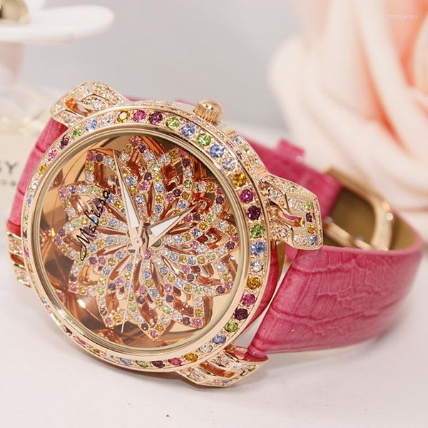 Montres-bracelets de luxe Melissa Lady montre pour femme pleine strass cristal mode heures robe Bracelet horloge chanceux cadeau de fille de fleur