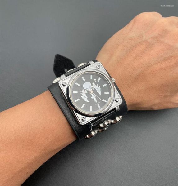 Relojes de pulsera de lujo para hombre, relojes negros de estilo Punk, Calavera, cuarzo, esfera grande, deportes, reloj de pulsera resistente al agua, reloj Masculino