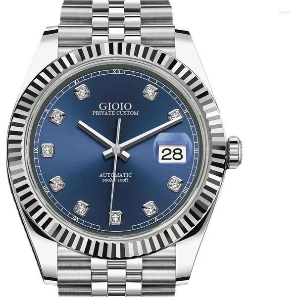 Montre-bracelets Luxury Men Automatic Mechanical Watch Black Blue Diamond Sport Watches