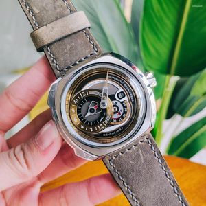 Relojes de pulsera Reloj mecánico automático de acero inoxidable de 47 mm para hombres de lujo con movimiento MIYOTA Siete relojes Calendario y reloj de viernes