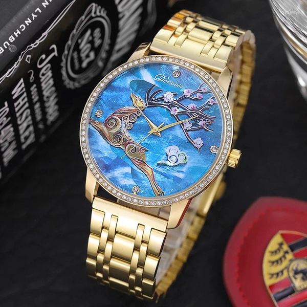 Relojes de pulsera Reloj de lujo para hombres Reloj clásico en relieve Animales decorativos Dial de moda Todo el acero Reloj mecánico impermeable