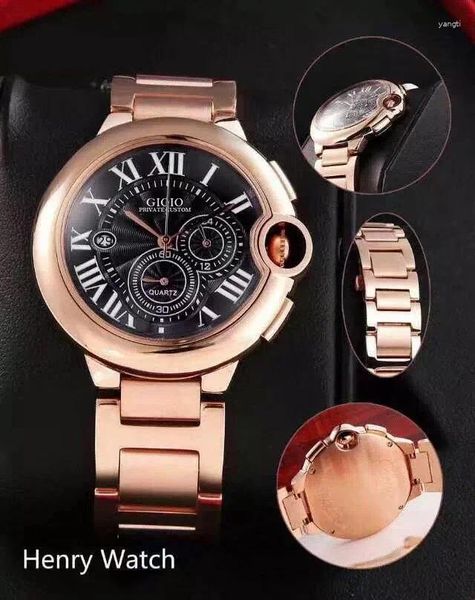 Muñecos de pulsera Los hombres de lujo reloj Ros rosa Roma Mecánico Roma Black Sport Watches