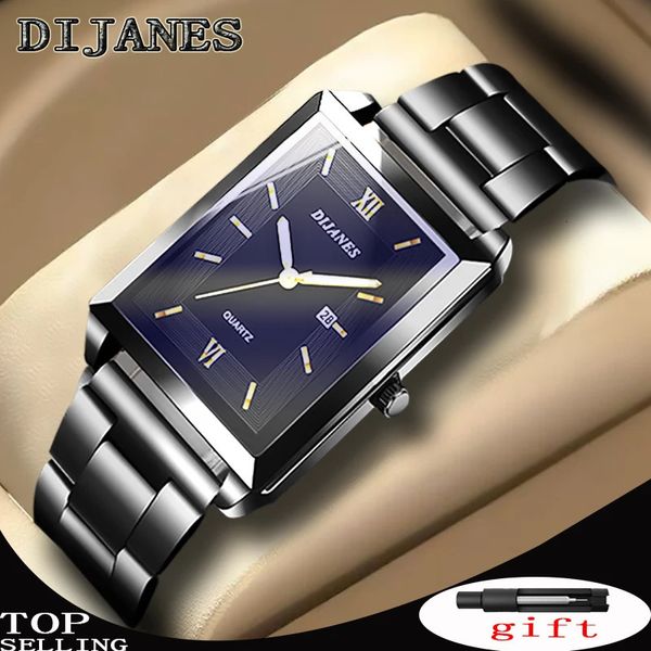 Relojes de pulsera Reloj de lujo para hombres Top Brand Fashion Reloj de pulsera de cuarzo Plata Cadena de acero inoxidable completa Herramienta de pulsera Reloj de negocios 231109