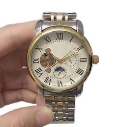 Horloges luxe herenhorloges Topmerk Moon Phase zakelijk heren designerhorloge Volledig roestvrijstalen band mechanisch automatisch 42 mm gouden polshorloges voor heren