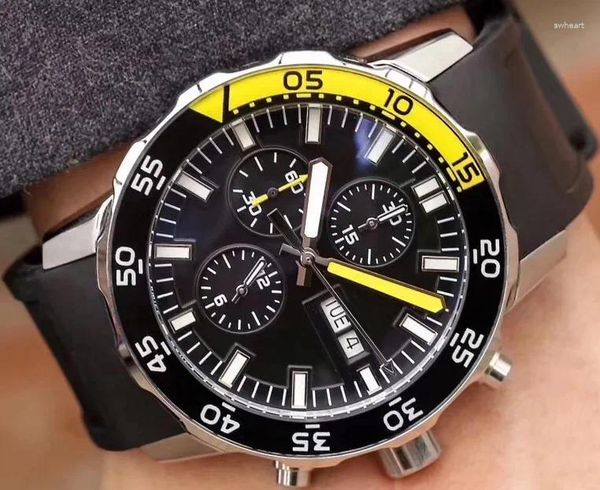 Montre-bracelets Luxury Mens Automatic Mécanical Watch Céramique Jaune Black Blue Rubber Cousteau Relogie Masculino