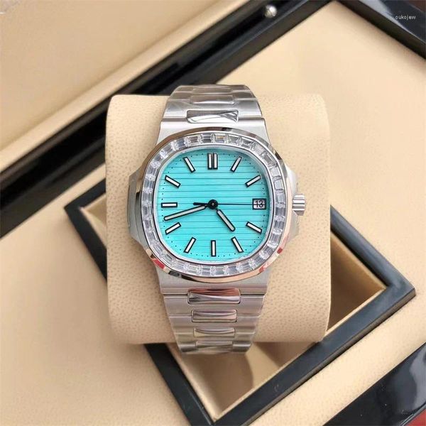 Relojes de pulsera Reloj para hombre de lujo 5711 Diseño cuadrado 100 m Reloj de pulsera mecánico impermeable para hombres Fecha de negocios Reloj luminoso