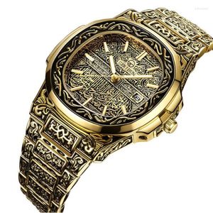 Polshorloges luxe heren horloges quartz mannelijke klok in reliëf patroon roestvrij staal horlogeband relogio masculino vrouwen 278B