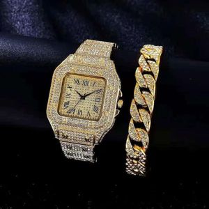 Horloges Luxe Moissanite Iced Out Horloges Hip Hop Bust Down Unisex Diamanten Horloge Roestvrij Staal Bezaaid Pols 318