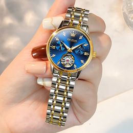 Montre-bracelets Luxury Marque originale Watch for Women Diamond Skeleton Mécanique Autorof