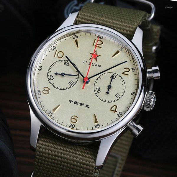 Muñecos de pulsera Luxury Original ST1901 Movimiento China 1963 Mecánica Cronógrafo Reloj For Men Sapphire impermeable