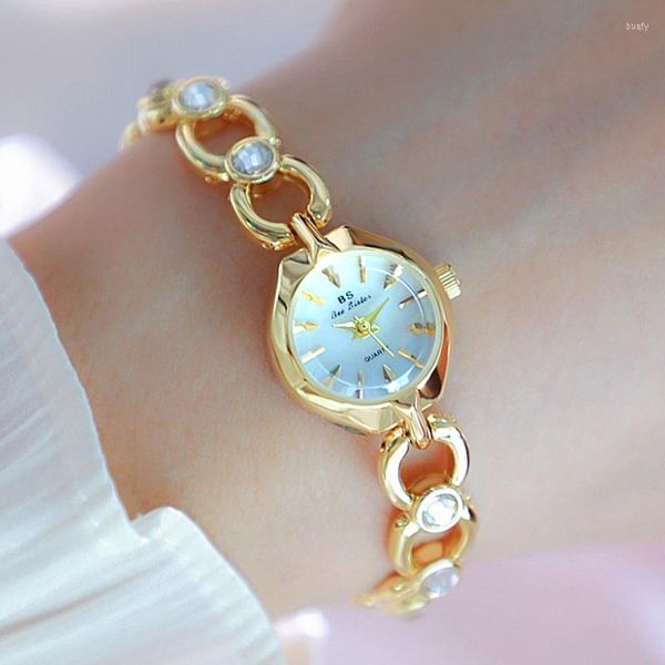 Montres-bracelets de luxe Quartz dames montres-bracelets en acier inoxydable horloge femme montre en or Relogio Feminino femmes Bracelet