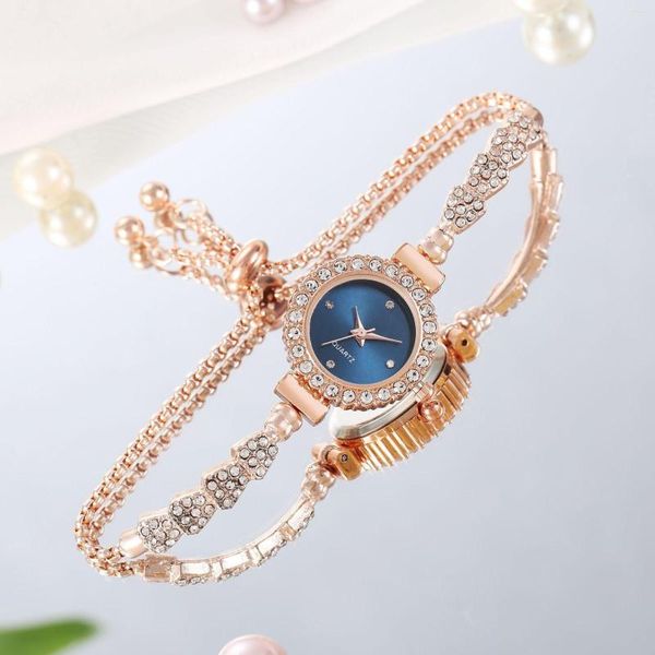 Montres-bracelets de luxe strass rond montre femme décontracté quartz montre-bracelet horloge ceinture réglable montre femme relogio Zegarek Damski