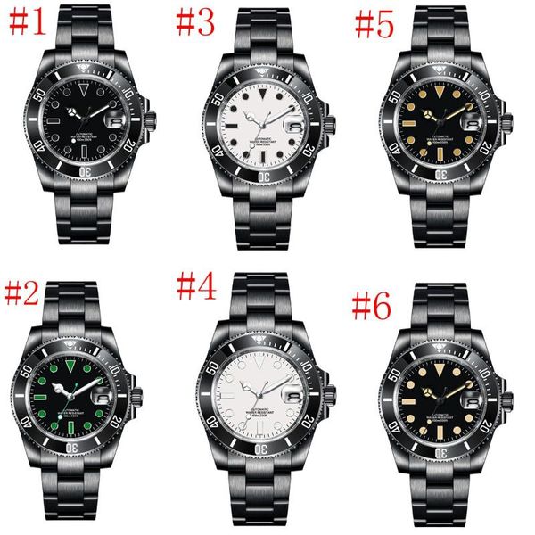 Relojes de pulsera de lujo de cristal de zafiro negro PVD reloj para hombres relojes mecánicos automáticos bisel de cerámica 10bar fecha de natación reloj masculino