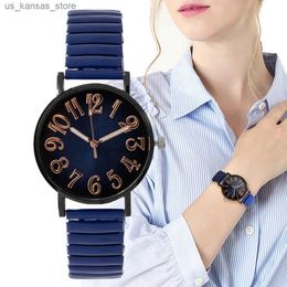 Montre-bracelets Luxury Simple Digital Blue Blue Ladies Quartz Fashion 2024 Nouvelle marque Stretch en acier inoxydable sans boucle femme horloge ES240409