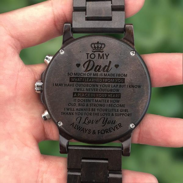 Relojes de Pulsera Deportivos de Lujo Reloj de Ébano Tallado Para Regalar a Papá Siempre Bebé