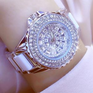 Montres-bracelets de luxe Style argent diamant montre femmes marque haut à la mode strass cadran étanche en acier inoxydable dames montres 2023