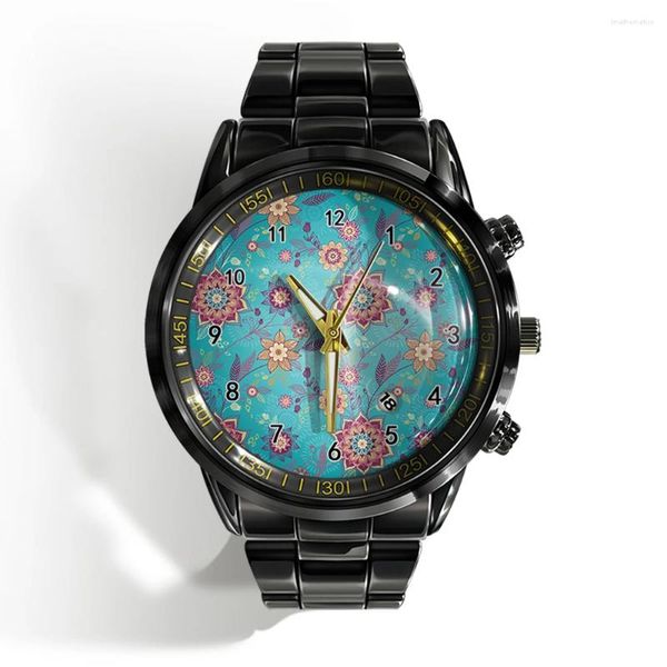 Montres-bracelets Tendance de luxe Montre pour hommes Mandala Couleur Géométrie Cadeau Montres Quartz Business Poignet