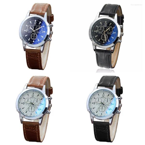 Montres-bracelets Montre de luxe pour hommes analogiques six broches montres femmes ceinture de verre bleu affaires vintage numérique