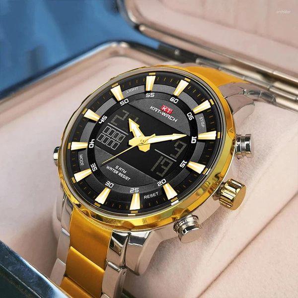 Relojes de pulsera Reloj de lujo para hombres Cronógrafo de negocios Moda Big Dial Gold Black Relogio Masculino 2024
