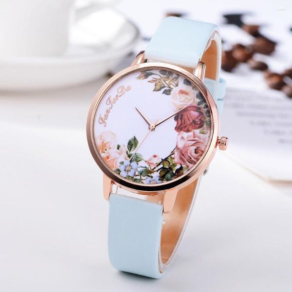 Relojes de pulsera, reloj de lujo para mujer, correa de cuero de cuarzo a la moda, relojes de pulsera electrónicos redondos analógicos, relojes elegantes para mujer